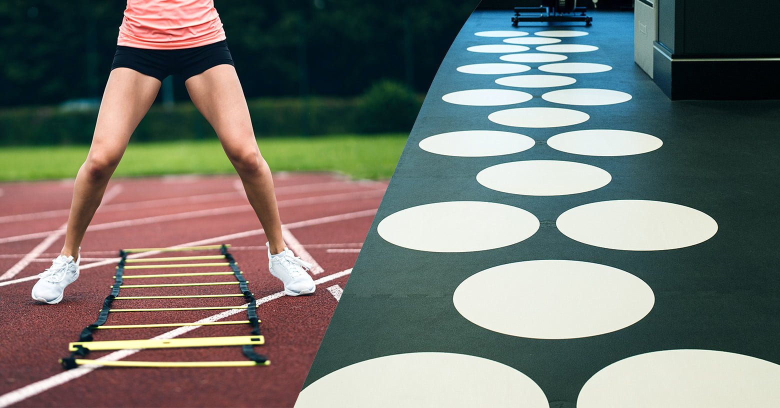 Speed ladders and hopscotch - Schnelligkeitsleitern und Hüpffelder - Echelles de rythme et marelle - EVO Fitness